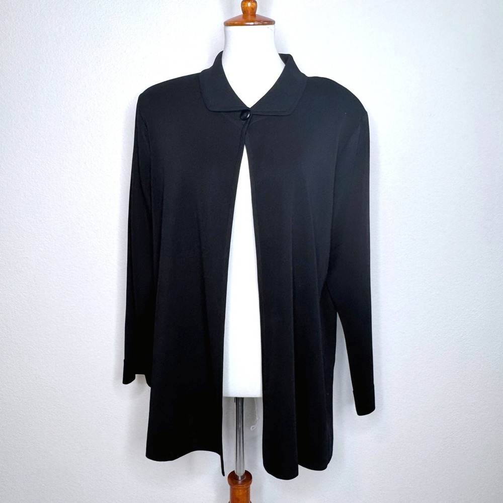 EXCLUSIVELY MISOOK 1 Button Long Cardigan XL Black Core Wardrobe Travel Minimal